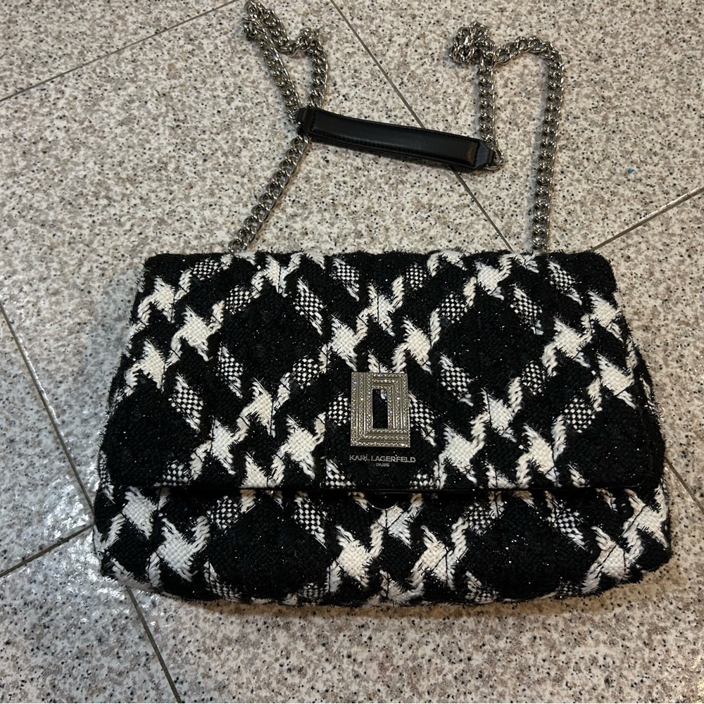 Karl Lagerfeld Black and White Houndstooth Women's Bag